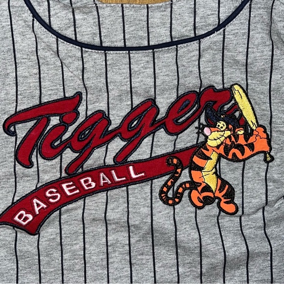 Disney Baby Tigger Baseball Toddler Kids Button Up Striped Shirt 24 Months Grey - Picture 5 of 5